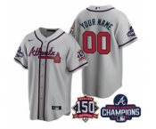 Men's Atlanta Braves Active Player Custom 2021 Grey World Series Champions With 150th Anniversary Cool Base Stitched Jersey