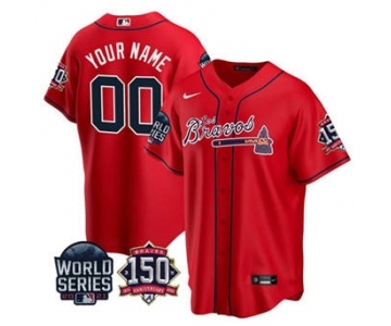 Men's Atlanta Braves Active Player Custom 2021 Navy World Series Champions With 150th Anniversary Cool Base Stitched Jersey