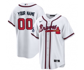 Men's Atlanta Braves Active Player Custom 2021 White World Series Champions Cool Base Stitched Jersey