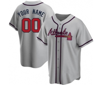 Men's Atlanta Braves Active Player Custom Gray Cool Base Stitched Baseball Jersey