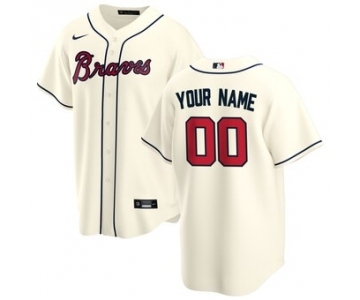 Men's Atlanta Braves Alternate 2020 Baseball Custom Cool Base Jersey - Cream