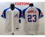 Men's Atlanta Braves Custom White 2023 City Connect Flex Base Stitched Baseball Jersey