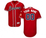 Men's Atlanta Braves Customized Alternate Scarlet Flex Base Custom Baseball Baseball Jersey