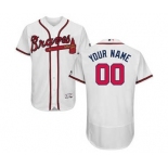 Men's Atlanta Braves Customized Home White Flex Base Custom Baseball Baseball Jersey