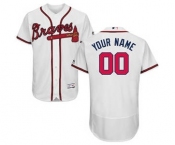 Men's Atlanta Braves Customized Home White Flex Base Custom Baseball Baseball Jersey