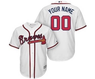 Men's Atlanta Braves Customized White Home Cool Base Custom Baseball Baseball Jersey