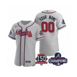 Men's Atlanta Braves Gray ACTIVE PLAYER Custom 2021 World Series Champions With 150th Anniversary Stitched Jersey