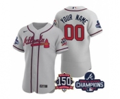 Men's Atlanta Braves Grey ACTIVE PLAYER Custom 2021 Red World Series Champions With 150th Anniversary Stitched Jersey