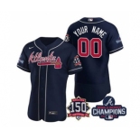 Men's Atlanta Braves Navy ACTIVE PLAYER Custom 2021 Red World Series Champions With 150th Anniversary Stitched Jersey