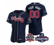 Men's Atlanta Braves Navy ACTIVE PLAYER Custom 2021 Red World Series Champions With 150th Anniversary Stitched Jersey