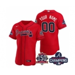 Men's Atlanta Braves Red ACTIVE PLAYER Custom 2021 World Series Champions With 150th Anniversary Patch Stitched Jersey