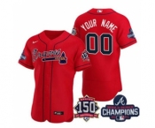 Men's Atlanta Braves Red ACTIVE PLAYER Custom 2021 World Series Champions With 150th Anniversary Patch Stitched Jersey