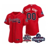 Men's Atlanta Braves Red ACTIVE PLAYER Custom 2021 World Series Champions With 150th Anniversary Stitched Jersey