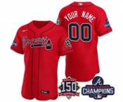 Men's Atlanta Braves Red ACTIVE PLAYER Custom 2021 World Series Champions With 150th Anniversary Stitched Jersey