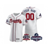 Men's Atlanta Braves White ACTIVE PLAYER Custom 2021 World Series Champions With 150th Anniversary Stitched Jersey