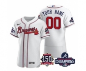 Men's Atlanta Braves White ACTIVE PLAYER Custom 2021 World Series Champions With 150th Anniversary Stitched Jersey