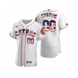 Men's Houston Astros Custom White Fluttering USA Flag Limited Edition Authentic Baseball Jersey