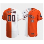 Men's Houston Astros Customized Orange and White Split Stitched MLB Jersey