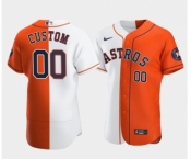 Men's Houston Astros Customized Orange and White Split Stitched MLB Jersey