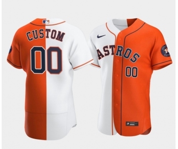 Men's Houston Astros Customized Orange and White Split Stitched MLB Jersey