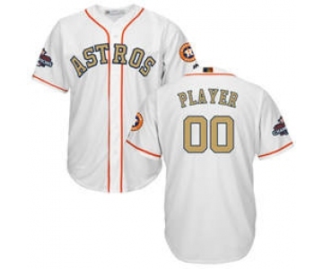 Men's Houston Astros Customized White 2018 Gold Program Cool Base Stitched Baseball Jersey