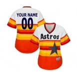 Men's Houston Astros Customized White Orange Alternate Cooperstown Custom Baseball Baseball Jersey