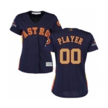 Women's Houston Astros Customized Navy 2018 Gold Program Cool Base Stitched Baseball jersey