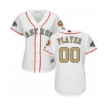 Women's Houston Astros Customized White 2018 Gold Program Cool Base Stitched Baseball jersey