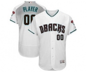 Men's Arizona Diamondbacks Customized White Aqua Alternate Flex Base Custom Baseball Baseball Jersey