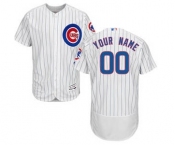 Men's Chicago Cubs Customized Home White Royal Flex Base Custom Baseball Baseball Jersey