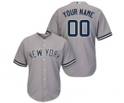 Men's New York Yankees Customized Gray Road Cool Base Custom Baseball Baseball Jersey