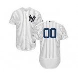 Men's New York Yankees Customized Home White Navy Flex Base Custom Baseball Baseball Jersey