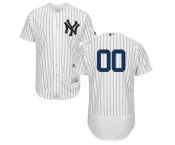 Men's New York Yankees Customized Home White Navy Flex Base Custom Baseball Baseball Jersey