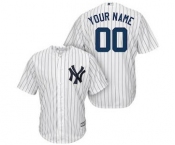 Men's New York Yankees Customized White Navy Home Cool Base Custom Baseball Baseball Jersey