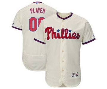 Men's Philadelphia Phillies Customized Cream Alternate Flex Base Custom Baseball Baseball Jersey