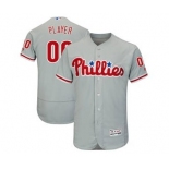 Men's Philadelphia Phillies Customized Gray Road Flex Base Custom Baseball Baseball Jersey