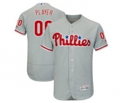 Men's Philadelphia Phillies Customized Gray Road Flex Base Custom Baseball Baseball Jersey