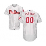 Men's Philadelphia Phillies Customized Home White Scarlet Flex Base Custom Baseball Baseball Jersey