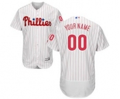 Men's Philadelphia Phillies Customized Home White Scarlet Flex Base Custom Baseball Baseball Jersey