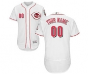 Men's Cincinnati Reds Customized Home White Flex Base Custom Baseball Baseball Jersey