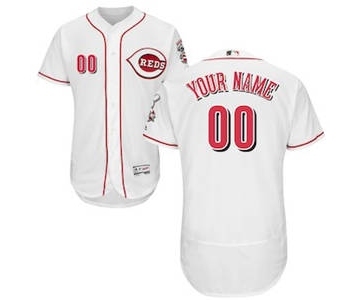 Men's Cincinnati Reds Customized Home White Flex Base Custom Baseball Baseball Jersey