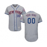 Men's New York Mets Customized Road Gray Flex Base Custom Baseball Baseball Jersey