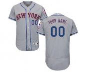 Men's New York Mets Customized Road Gray Flex Base Custom Baseball Baseball Jersey