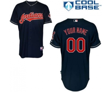 Baseball Cleveland Indians Blue Customized Men Cool Base Jersey