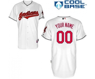 Baseball Cleveland Indians White Customized Men Cool Base Jersey