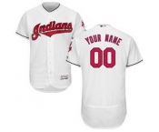 Men's Cleveland Indians Customized Home White Flex Base Custom Baseball Baseball Jersey