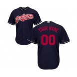 Men's Cleveland Indians Customized Navy Cool Base Custom Baseball Baseball Jersey