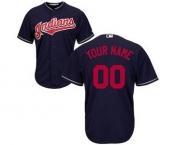 Men's Cleveland Indians Customized Navy Cool Base Custom Baseball Baseball Jersey