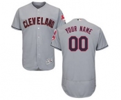 Men's Cleveland Indians Customized Road Gray Flex Base Custom Baseball Baseball Jersey