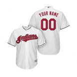 Men's Cleveland Indians Customized White Cool Base Custom Baseball Baseball Jersey